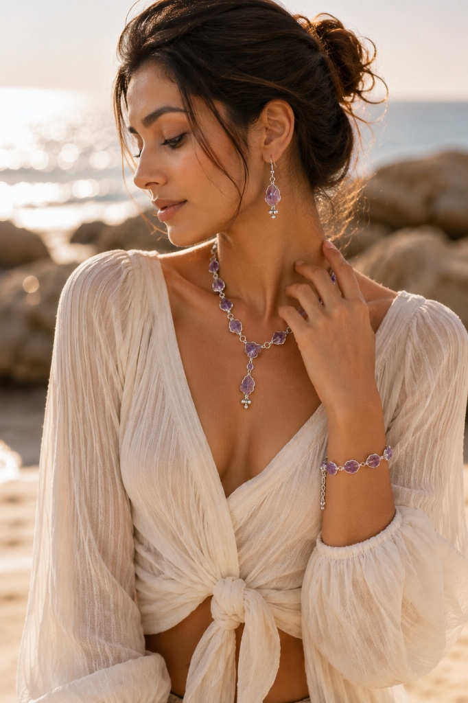 Sunset Stones &
Delicate Chains